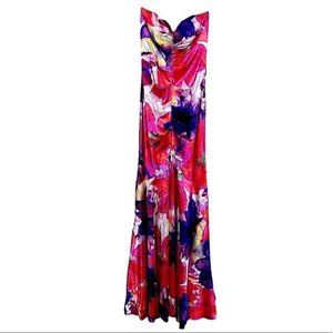 Vintage Cache Maxi Floral Colorful Sleeveless Sweetheart Neckline Dress Womens 4